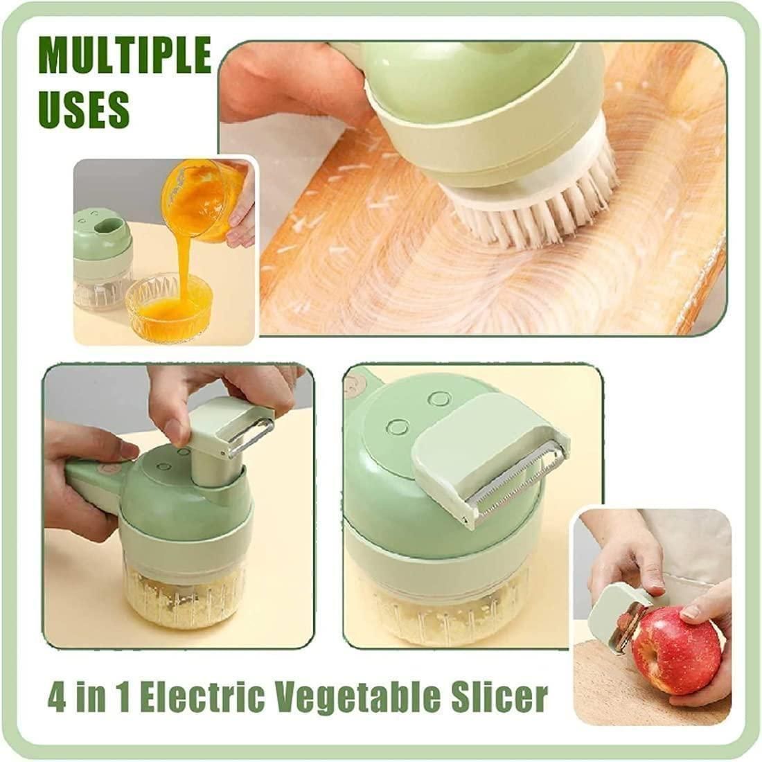 4 in 1 Portable Electric Vegetable Cutter Set — Wireless Food Processor & Chopper