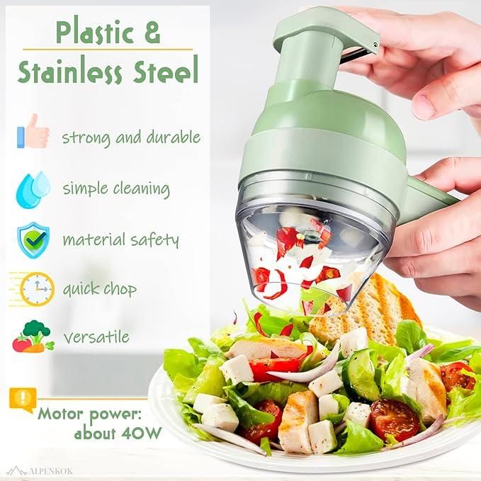 4 in 1 Portable Electric Vegetable Cutter Set — Wireless Food Processor & Chopper