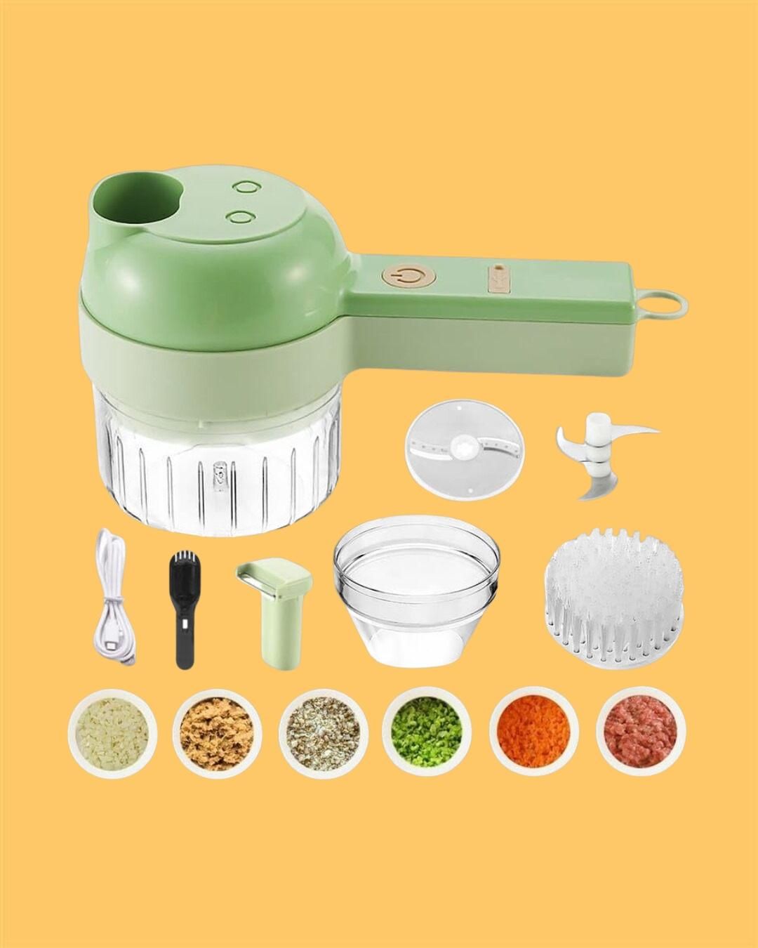 4 in 1 Portable Electric Vegetable Cutter Set — Wireless Food Processor & Chopper
