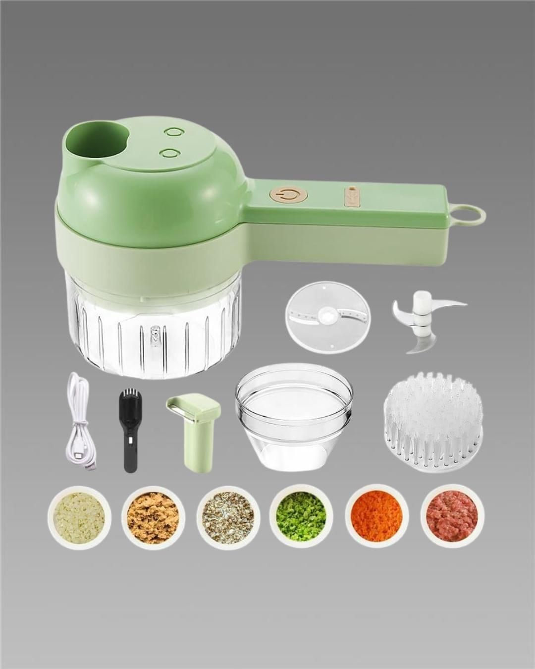4 in 1 Portable Electric Vegetable Cutter Set — Wireless Food Processor & Chopper
